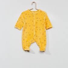Social Pijama em veludo 'urso' Menino 0-36 meses - Amarelo - Kiabi -