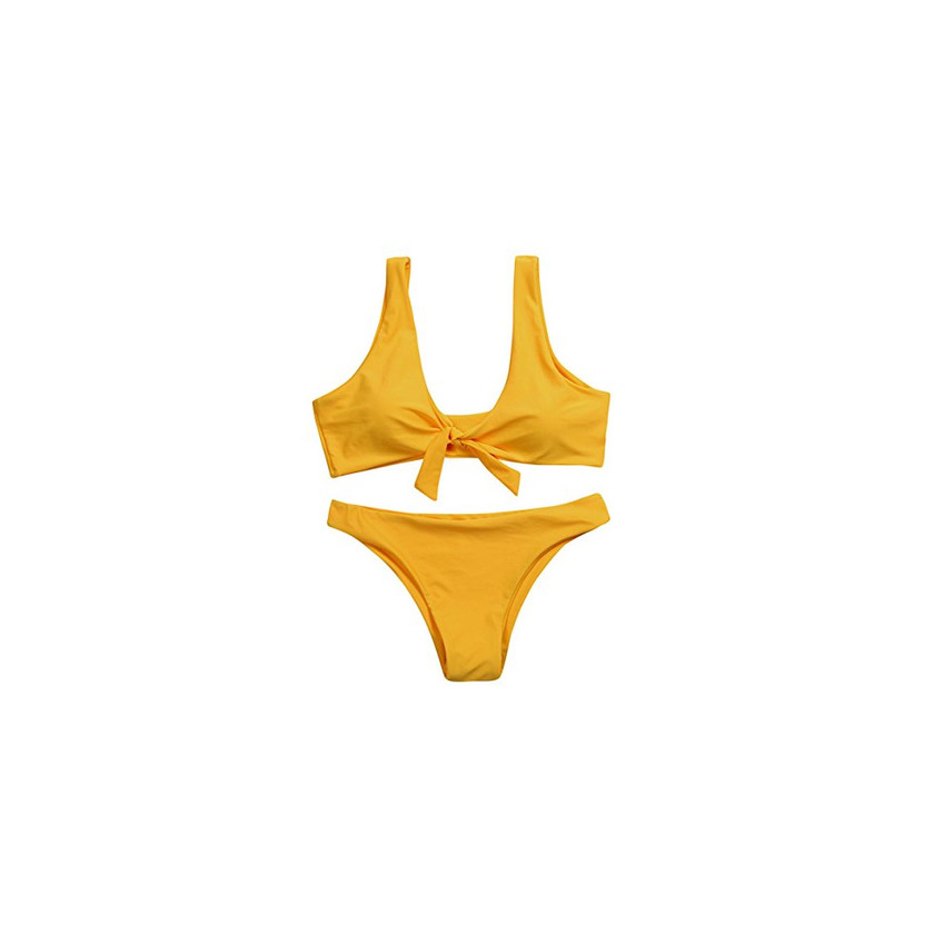 Moda Bañadores Bikinis,Longra Mujeres Bikinis Push Up de Cuello en V Acolchado Tejido