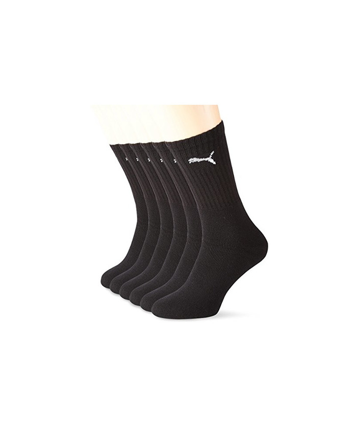 Fitness Puma Sport Cush Crew 6P, Calcetines Unisex, Paquete de 6, Negro