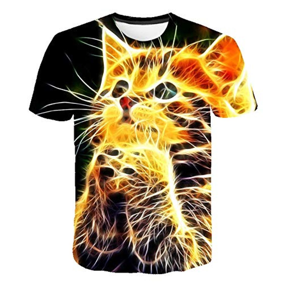 Fashion Verão 3D HD Animal Gato Impresso Legal T-Shirt Masculina T Shirt Manga