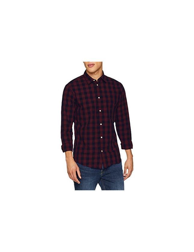 Social JACK & JONES Jjegingham Shirt L/s Camisa, Multicolor
