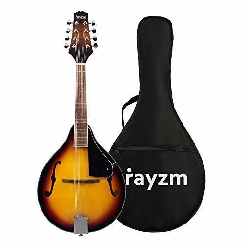 Rayzm Mandolina Tradicional Bluegrass en Color Sunburst Tostado con Funda Acolchada de