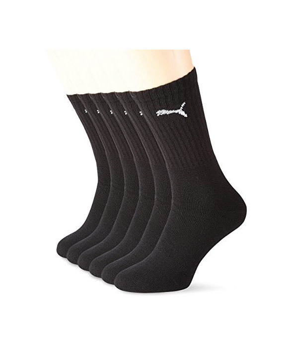 Social Puma Sport Cush Crew 6P, Calcetines Unisex, Paquete de 6, Negro