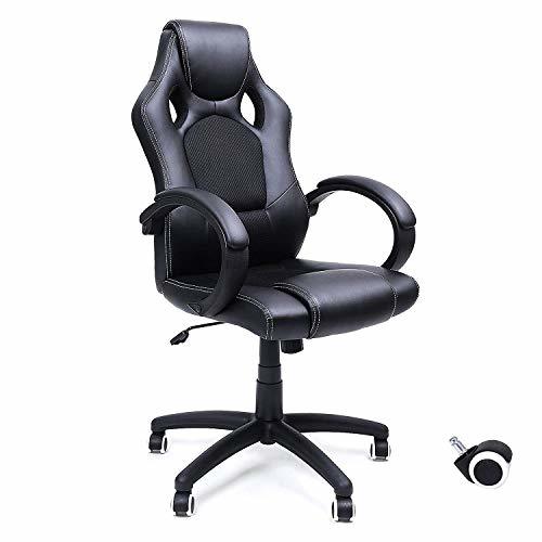 Social SONGMICS Racing Silla de Escritorio de Oficina Ergonómica Regulable con Ruedas