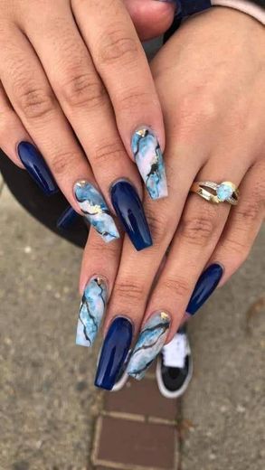 blue marble nails