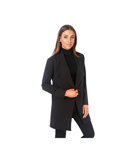 KRISP Blazer Mujer Largo Boyfriend Chaqueta Larga Elegante Talla Grande Boda,