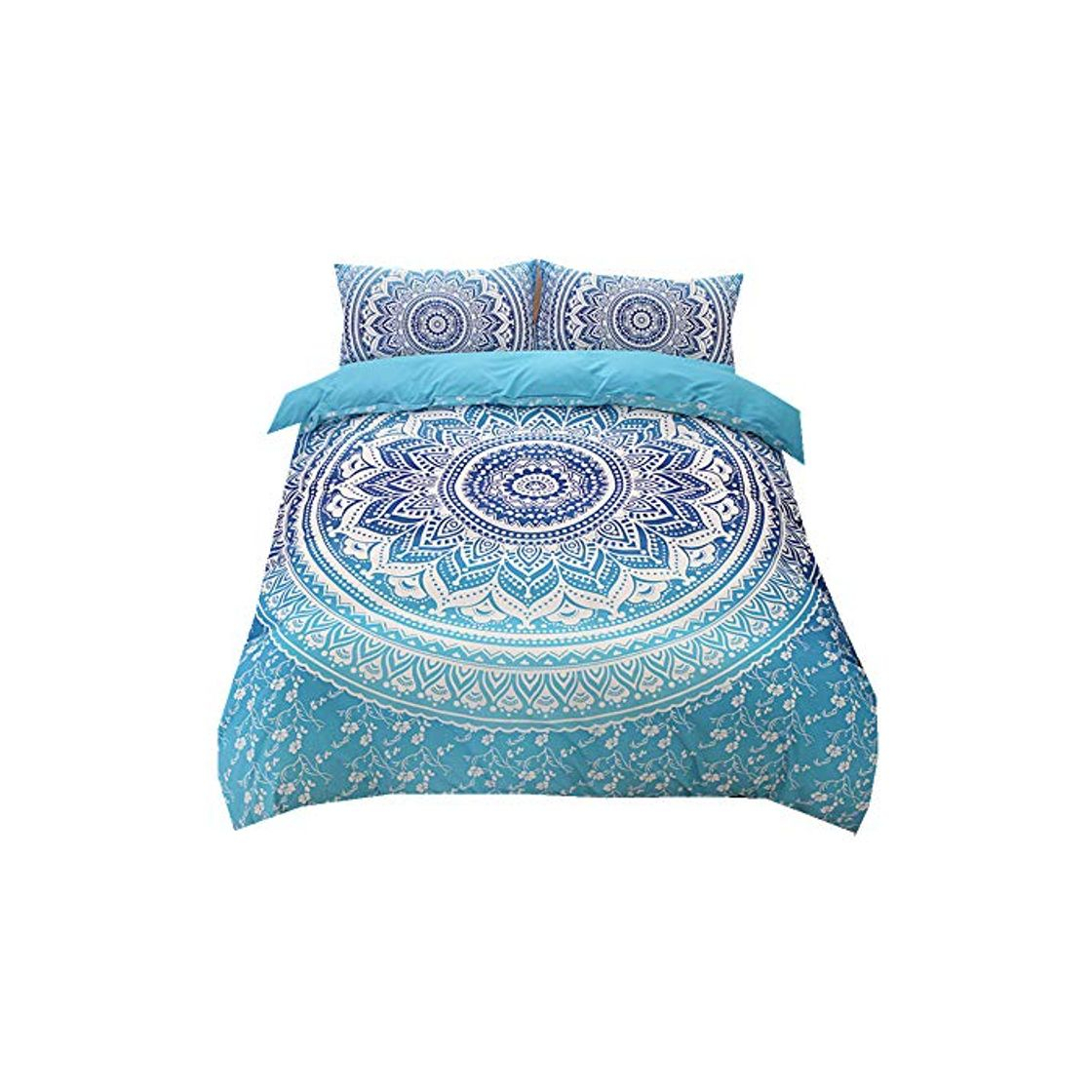 Social Sticker superb Azul Blanco 180x220cm Mandala Bohemia Juego de Ropa de Cama