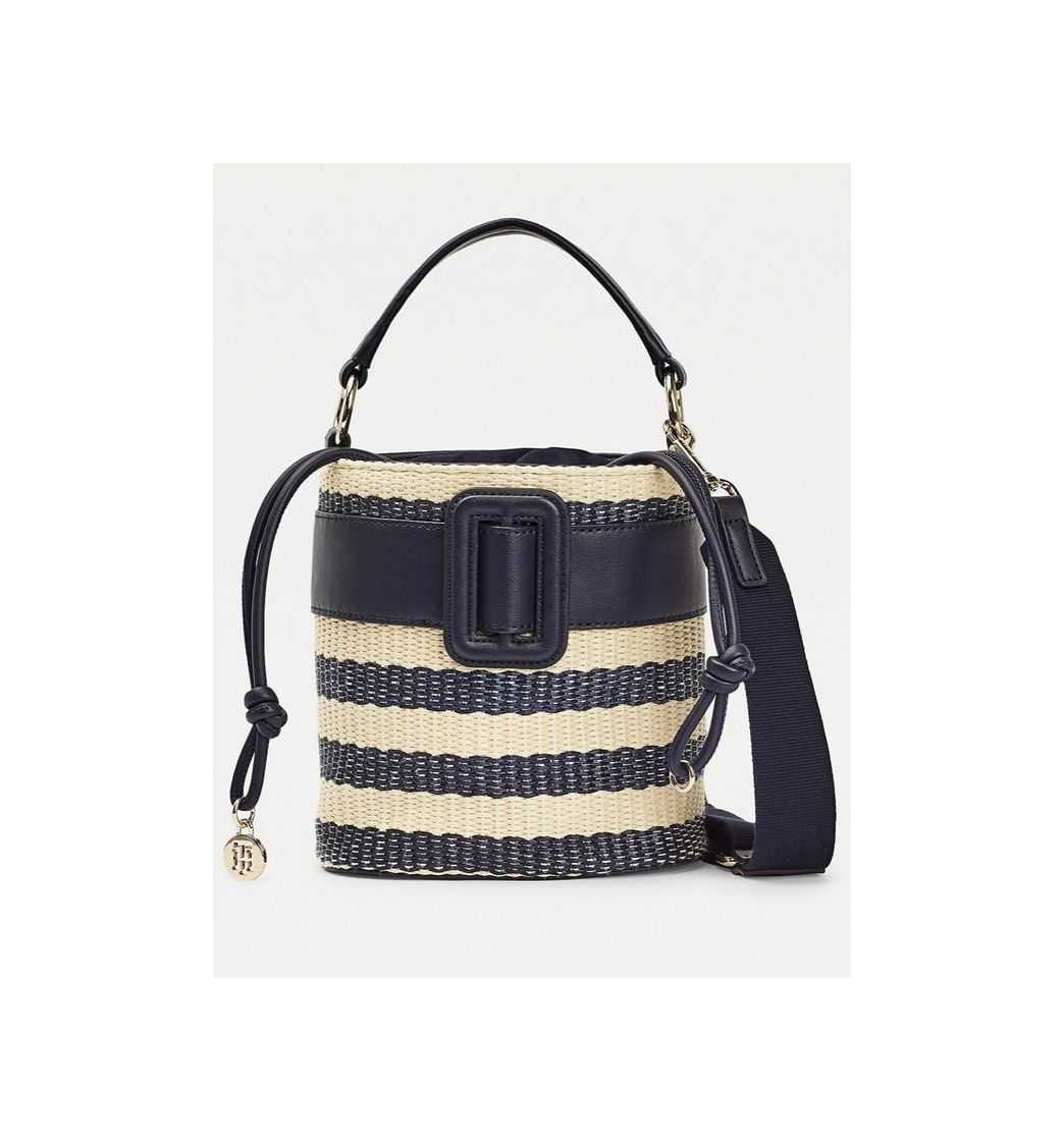 Products RAFFIA BUCKLE BUCKET BAG