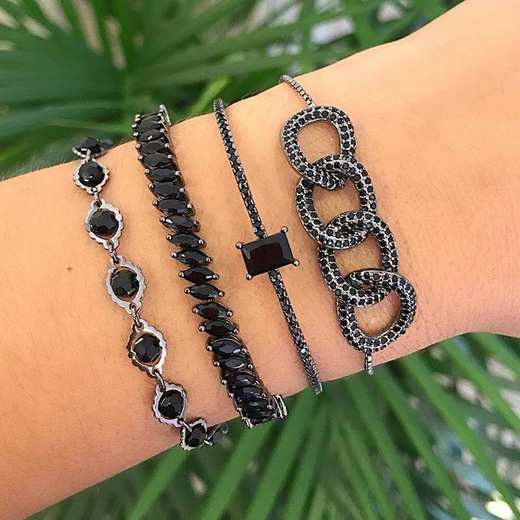 Producto Pulseiras Lua Mia com Cristais Negros Lapidados 💫🖤