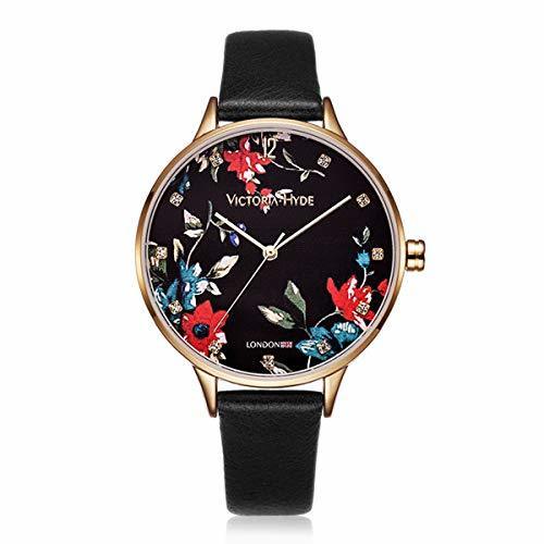 Place VICTORIA HYDE Mujeres Cuarzo Reloj Floral Cara Cuero Strap Resistente Al Agua