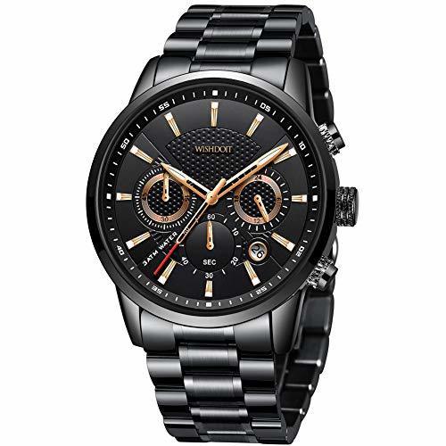 Product WISHDOIT Hombre Elegante Deportes Reloj de Cronógrafo de Cuarzo Analógico Impermeable con