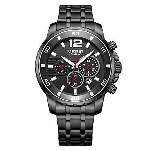 Moda Relojes para Hombre Moda Acero Inoxidable Deportivo Analógico Reloj Cronógrafo Impermeable Negocios