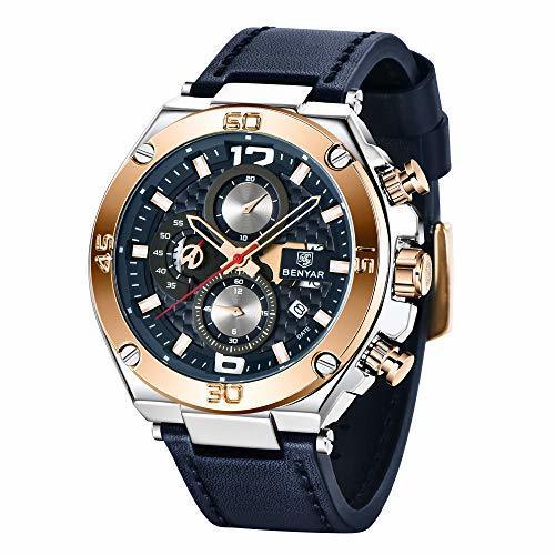 Social BENYAR hombres reloj cronógrafo de cuarzo Fecha 3 ATM impermeable relojes Economía