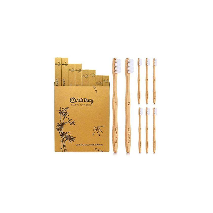 MitButy Cepillo de Dientes de Bambú [8 Uds] Cepillo de Dientes De