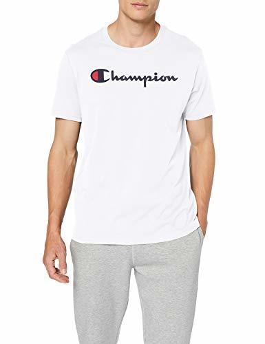 Moda Champion Classic Logo para Hombre Camiseta, Blanco