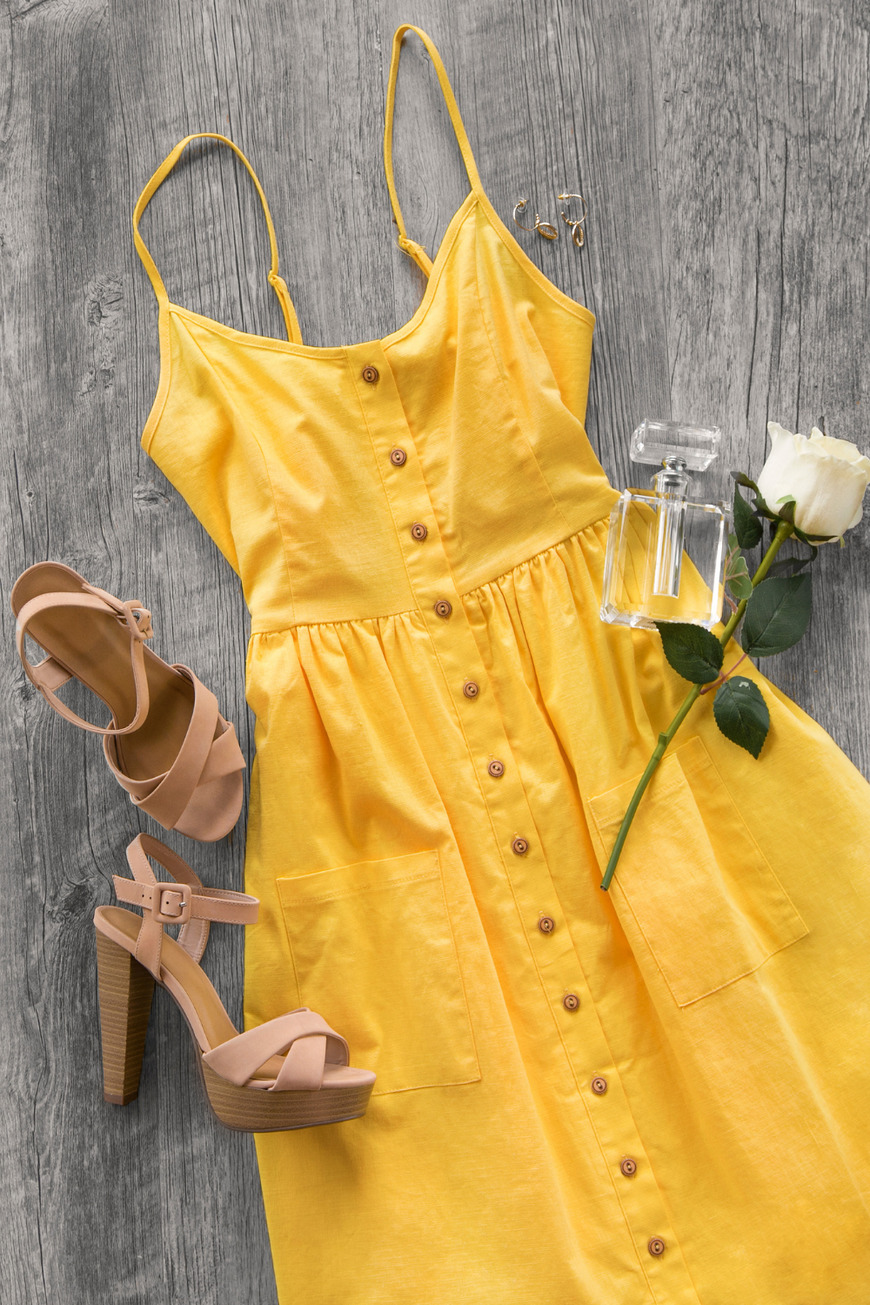 Arlene Honey Button Midi Dress