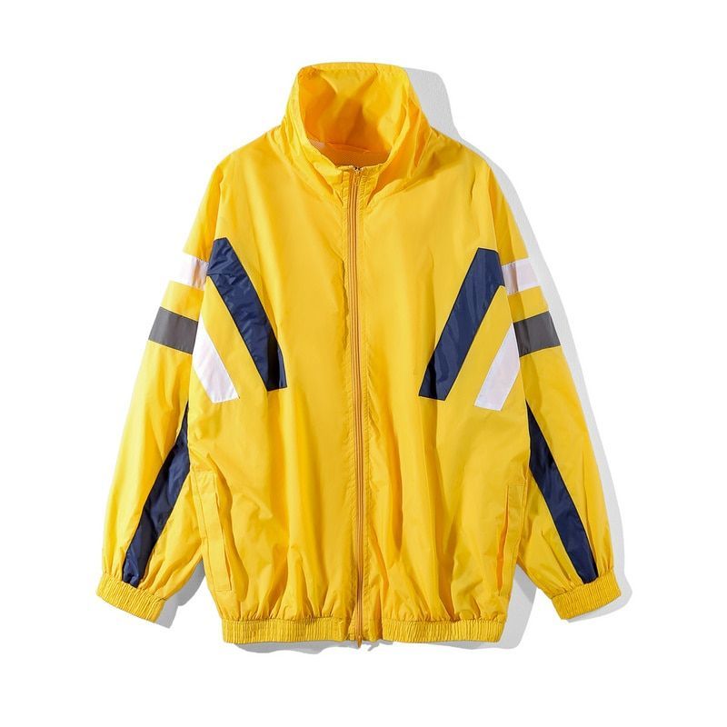 Yellow Stripped Men Jackets Windbreaker PU27