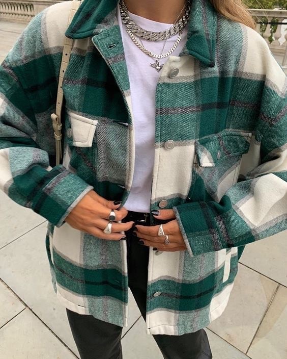 Social Green Winter Chess Coat