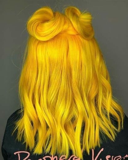 Bright Yellow Up Do Hair