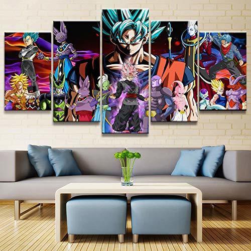 Social QJXX 5 Piezas Lienzos Cuadros Pinturas Dibujos Animados Dragon Ball Goku Super