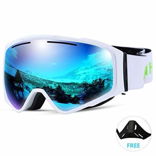 SunTime Gafas de Esquí Desmontable Antiniebla Anteojos para Esquiar Máscara Deportivo Gafas