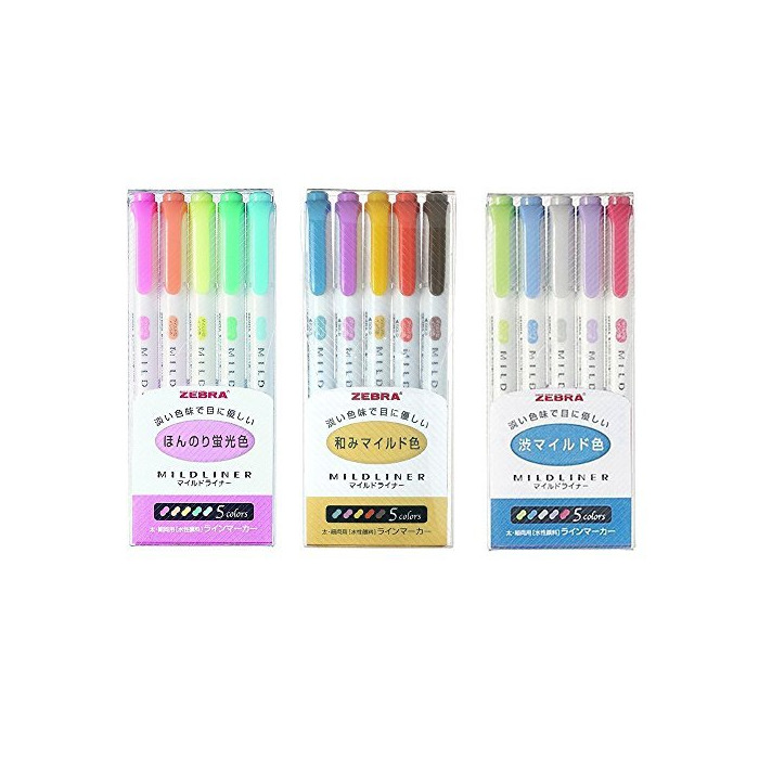 Product Paquete de 3 juegos de rotuladores Zebra MILDLINER WKT7-5C