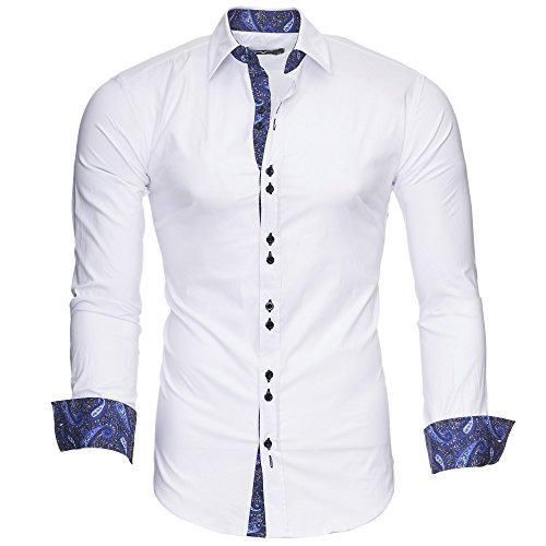 Kayhan Hombre Camisa Royal Paisley White/Navy