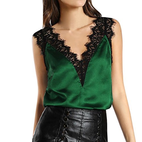 Social SHOBDW Mujeres de Encaje Chaleco Superior sin Mangas Casual Blusa de Primavera