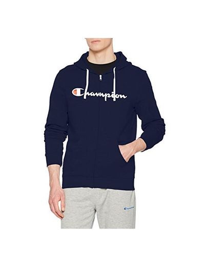Champion Hooded Full Zip Sweatshirt, Sudadera con Capucha para Hombre, Azul