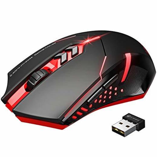 TOPELEK Ratón Gaming Inalámbrico Clic Silencioso 7 Botones USB portátil PC 2.4G