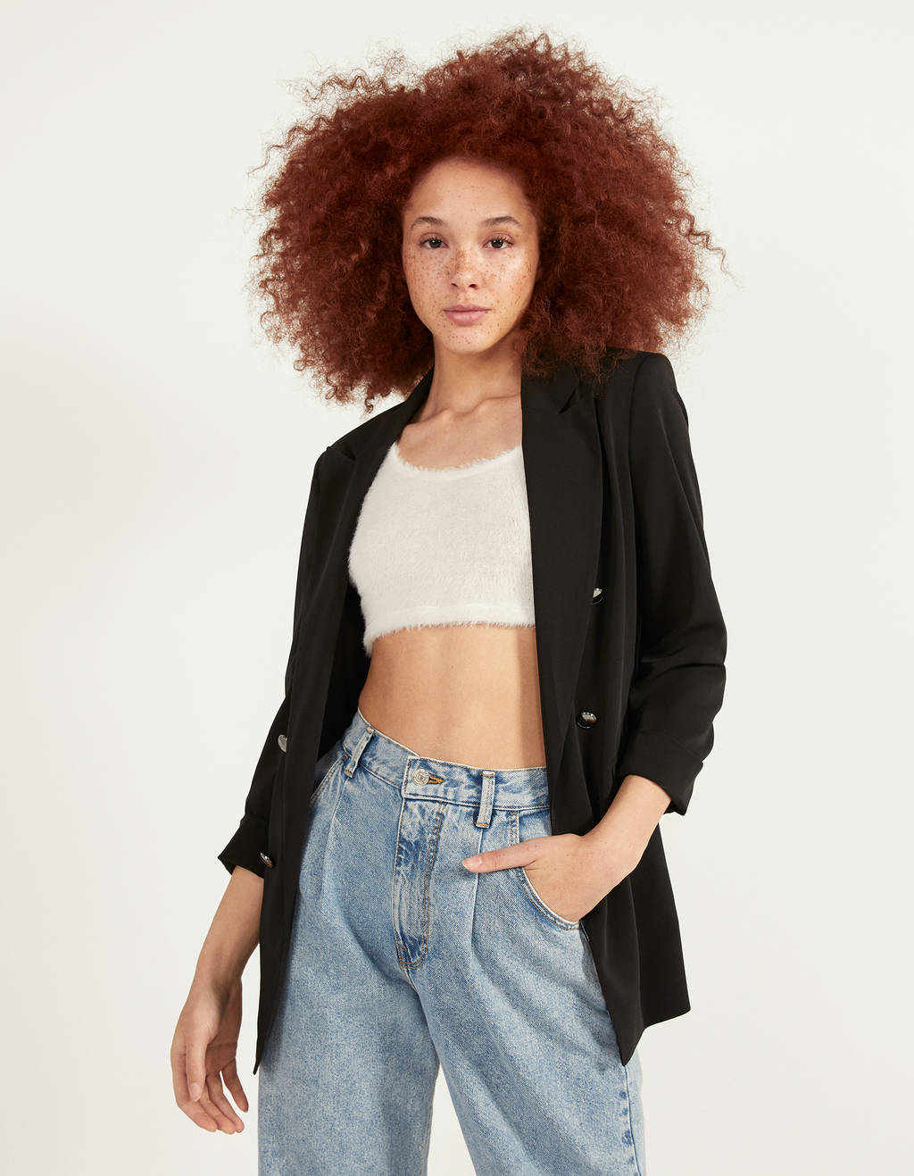 Social Blazer com manga roll up