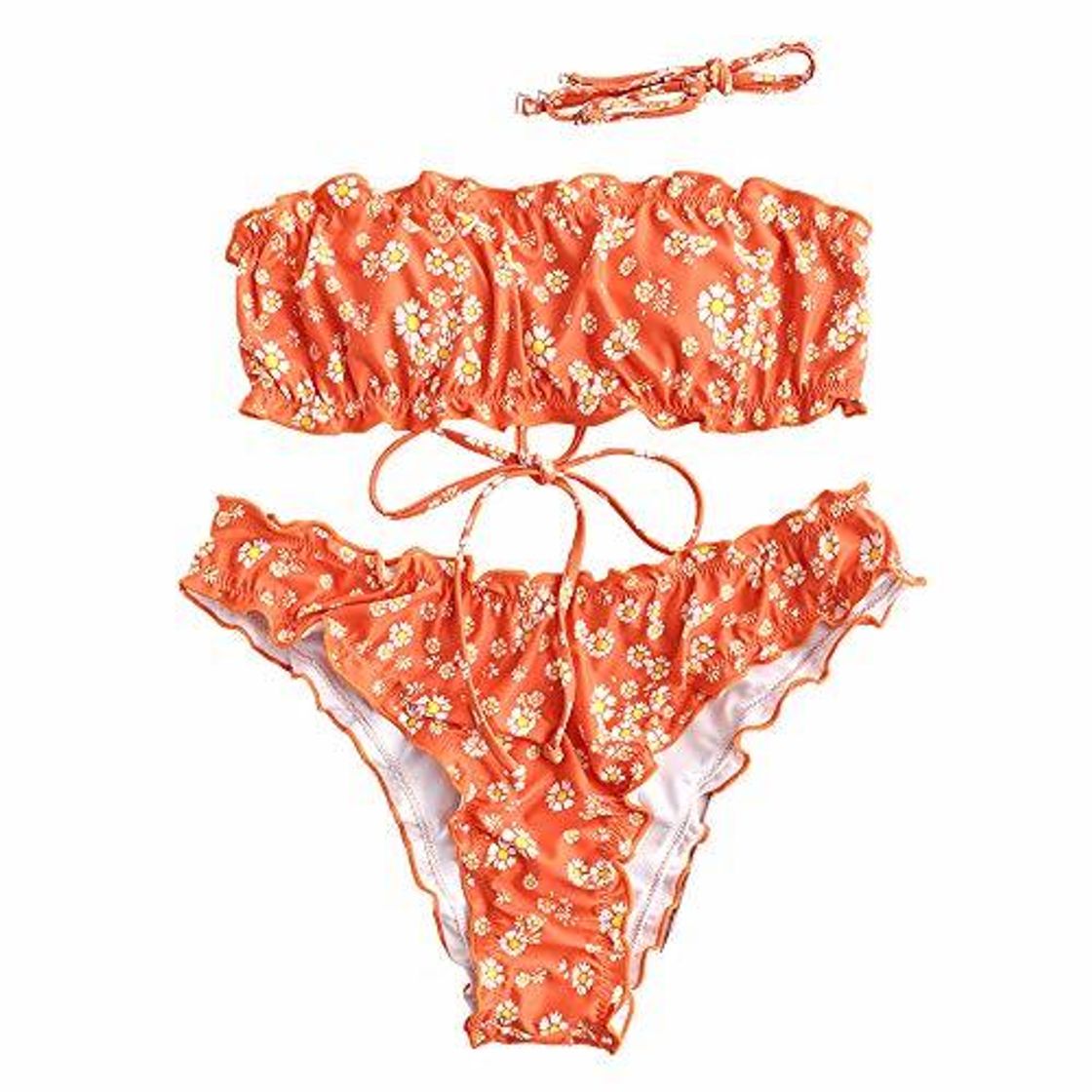 Social ZAFUL Conjunto de bikini de dos piezas con estampado de margaritas de