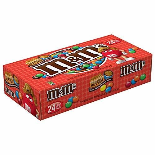 M&M'S Peanut Butter Chocolate Candy Singles Size 1.63-Ounce Pouch 24-Count Box