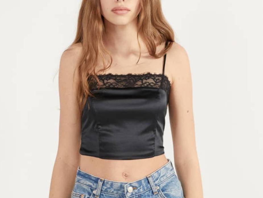 Moda Cropped satin camisole top

