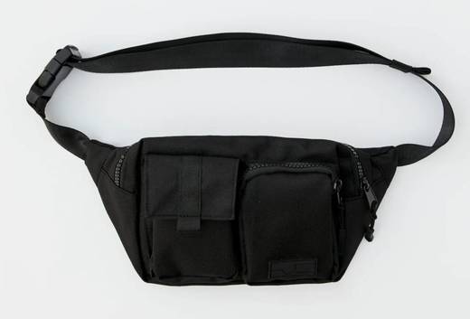 Bolsa de cintura utilitária em preto com vários bolsos
