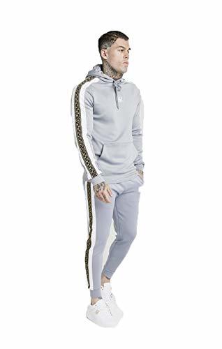 Social Sik Silk Panelled Racer Overhead Hoodie – Grey L