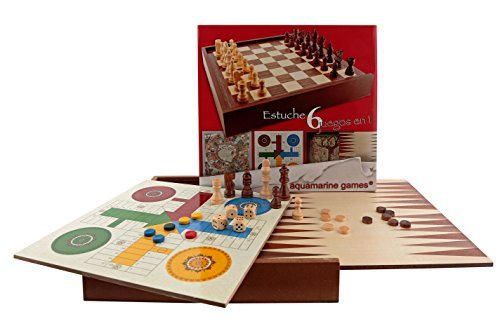 Aquamarine Games - 6 Juegos clásicos: ajedrez, Damas, Backgammon, oca, parchís, Escalera