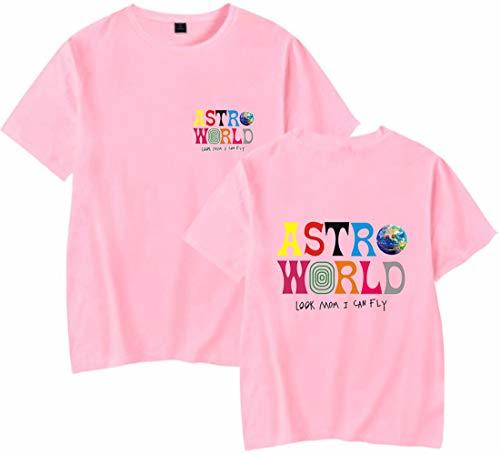 Social PANOZON Camiseta Hombre Impresión de Travis Scott Astroworld T-Shirt Básico Top Unisex