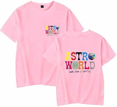 PANOZON Camiseta Hombre Impresión de Travis Scott Astroworld T-Shirt Básico Top Unisex