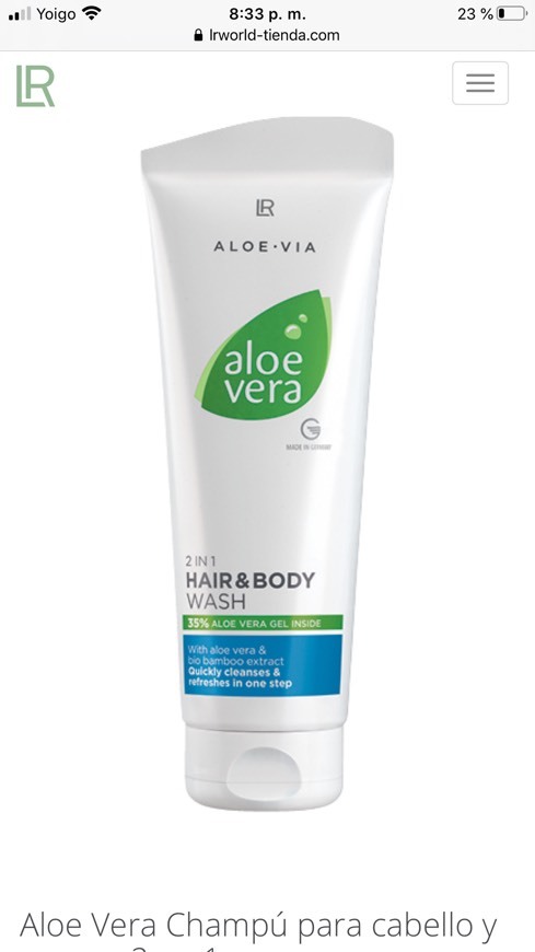 Fashion Aloe Vera Champú para cabello y cuerpo 2 en 1