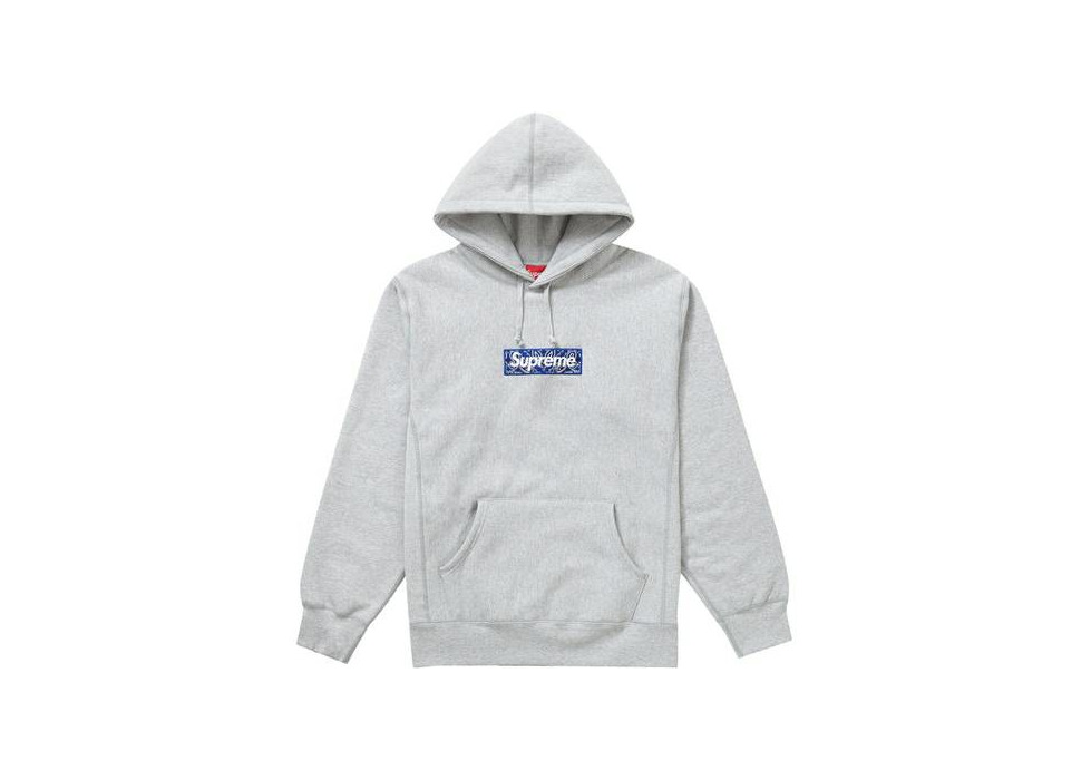 Social Supreme Bandana Box Logo Hooded Sweatshirt Heather Grey

