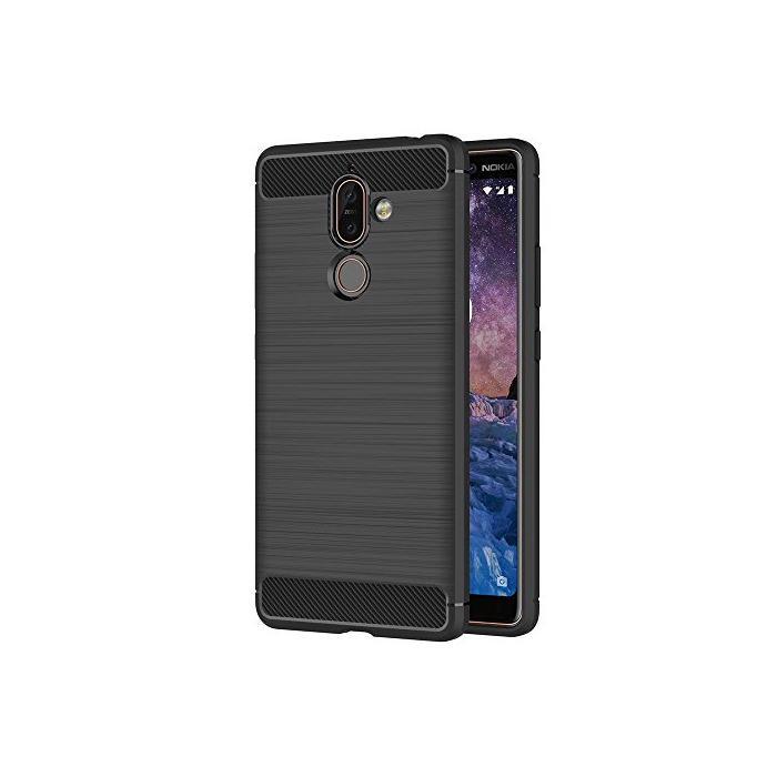 Electrónica AICEK Funda Nokia 7 Plus, Negro Silicona Fundas para Nokia 7 Plus