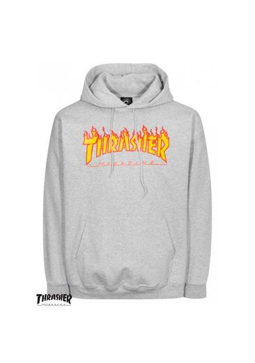 Sweat Thrasher flame logo cinza 