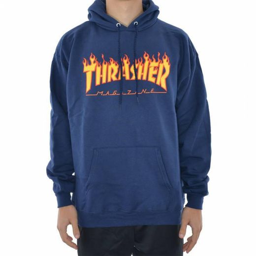 Sweat Thrasher Flame logo Navy