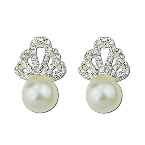 Product Feelontop® Big Pearl Brincos Stud Pendientes de boda Diseño de corona real