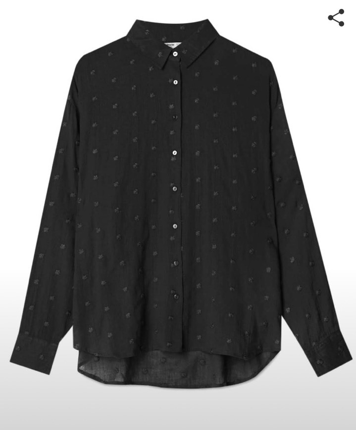 Fashion Camisa as bolinhas com bordado (branca e preta)