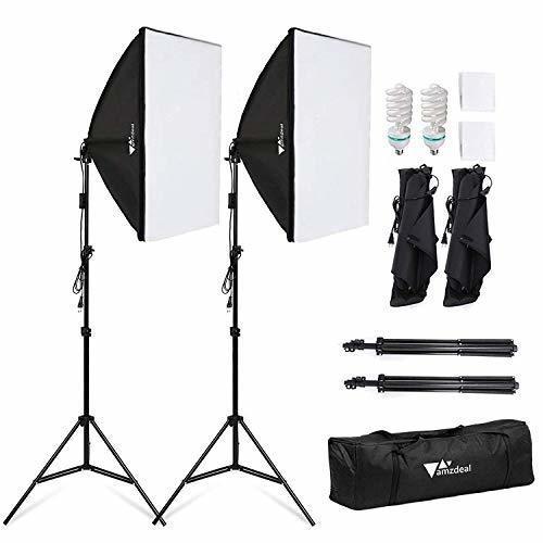 Social Amzdeal Softbox Focos Kit Iluminacion Fotografia con 2 Ventana de Luz 135W