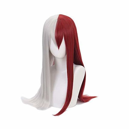 LZT 65cm Chica Mujer Larga Recta Roja Plata Anime Cosplay Peluca para