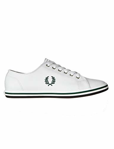 Social Fred Perry Kingston Hombres Blanco/Ivy Cuero Zapatillas-UK 8