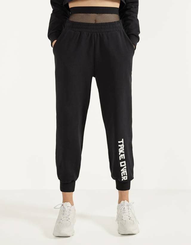 Calças jogger com mesh

